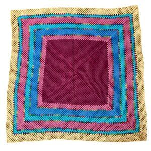 Handmade Afghan Crocheted Blanket lap or throw Colorful Square